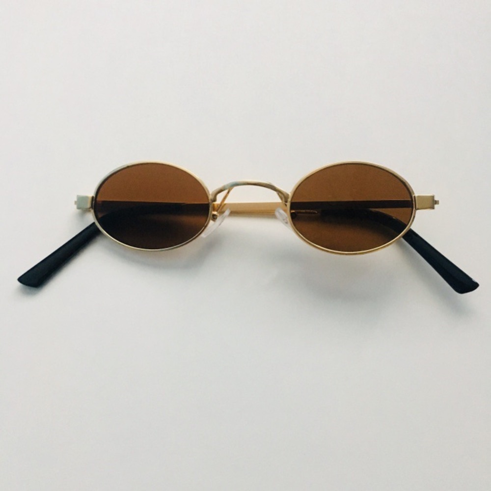 Brown and Gold 90s Mini Vintage Styled Sunglasses